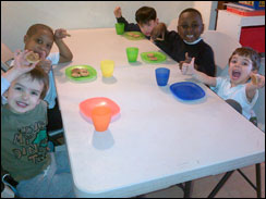 Children having snacks
